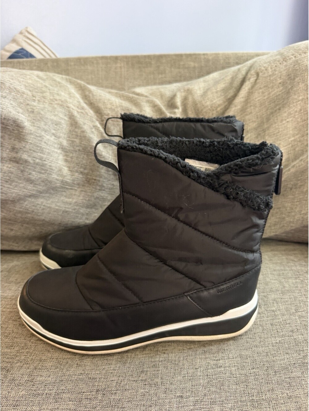 Merrell Womens Snowcreek Sport Mid J003668 Black Waterproof Snow Boot Size 10.5